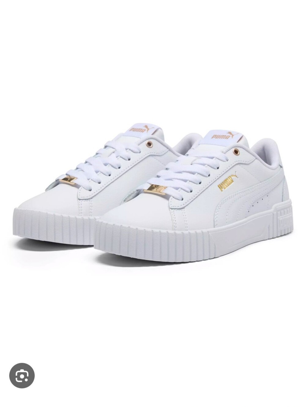 Puma White Low-Top Sneakers with Gold Accents